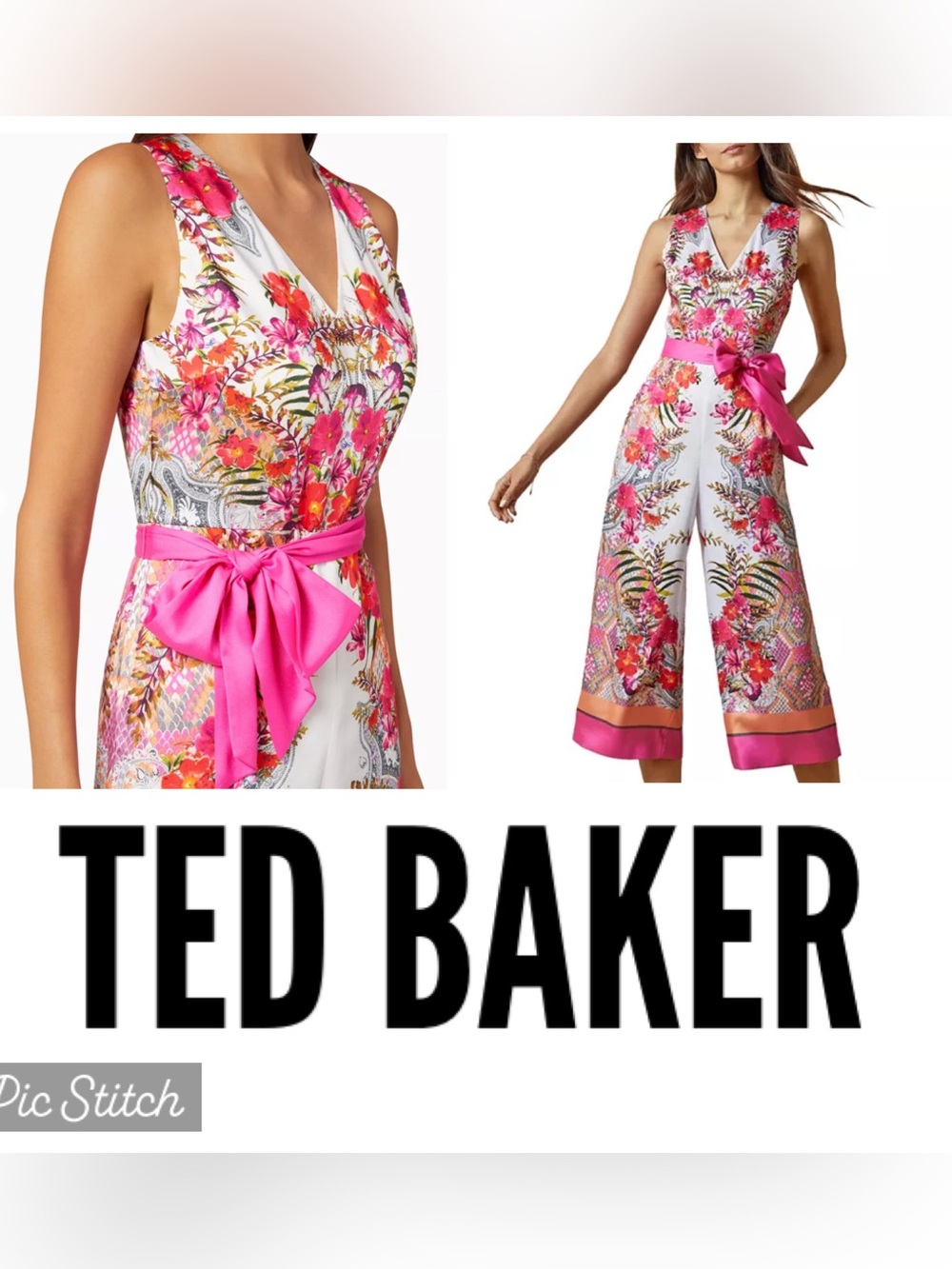 Ted Baker Solana Printed Cropped Jumpsuit